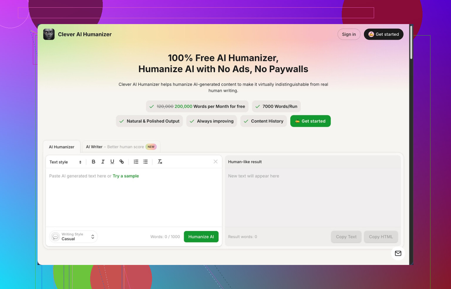 1. Clever AI Humanizer Testbericht